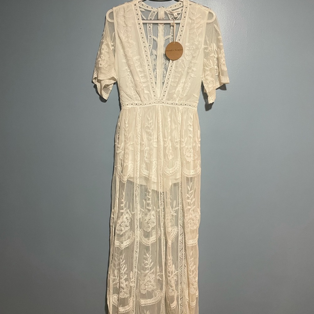 Honey Punch lace romper outfit - small